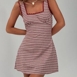 Princess Polly Red and White Checkered Dress